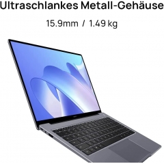 HUAWEI 华为 MateBook 14 2021,英特尔酷睿 i5-1135G7,16GB 内存,512GB 固态硬盘,14英寸 2K 全视图笔记本电脑,超薄金属外壳,Windows 11 家庭版,指纹传感器,QWERTZ 布局,太空灰