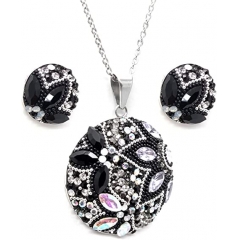 Zvezda Jewelry Set Sterling Silver, ZVEZDA Crystals, Black