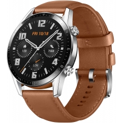 Huawei 华为 Watch GT 2 智能手表(46mm OLED全彩，SpO2监视，心率测量，音乐播放，蓝牙通话，5ATM防水，GPS)，卵石棕