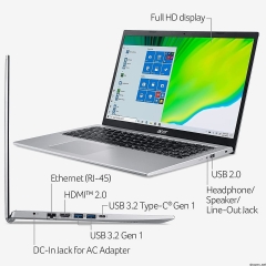 Acer 宏碁 Aspire 5 超薄 15.6 英寸全高清商务和学生笔记本电脑,* 11 代英特尔酷睿 i3-1115G4 处理器,高达 4.1GHz(Beat i5-1035G4),WiFi 6,Amazon Alexa,8GB 内存,