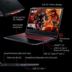 Acer 宏碁 Nitro 5 AN515-55-53E5 游戏笔记本电脑 | 英特尔酷睿 i5-10300H | NVIDIA GeForce RTX 3050 | Killer 以太网 E2600 WiFi 6 | 网络摄像头背光键盘