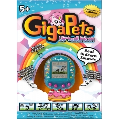 Giga Pets Angelic Unicorn 虚拟动物宠物玩具,*版收藏版,光泽新水蓝色外壳,适合各个年龄段的儿童! 怀旧 90 年代玩具,3D 宠物生活在运动中