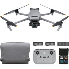 DJI Mavic 3 Fly More组合 无人机 支持远程ID4/3型CMOS Hasselblad摄像机 无人机 5.1K视频 全向障碍物检测 飞行时间46分钟 传输距离8 km DJI RC-N1 附带发射器 备用电池×2 灰色